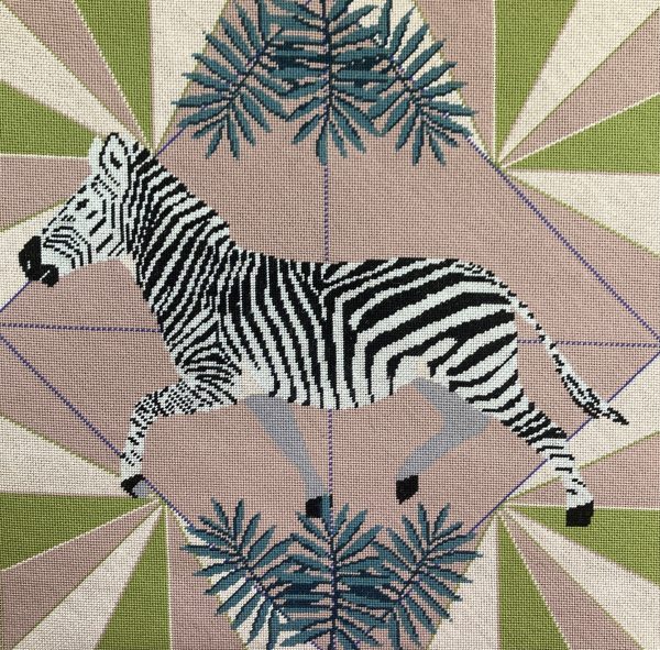 Zebra crewel wool tapestry kit by Appletons